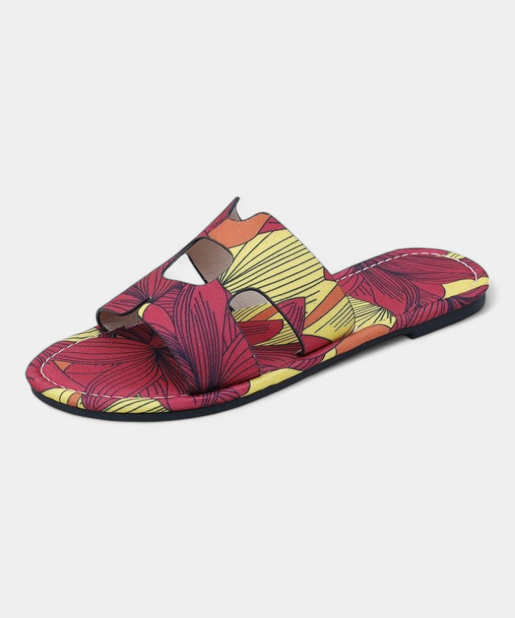 Berenice Sandalias Planas Multicolores con Estampado Tropical