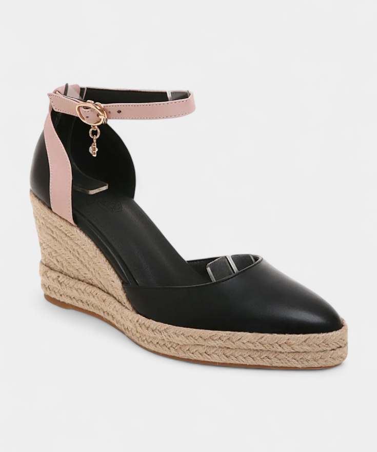 Dominga Sandalias de Cuña Estilo Espadrille con Tiras de Yute al Tobillo