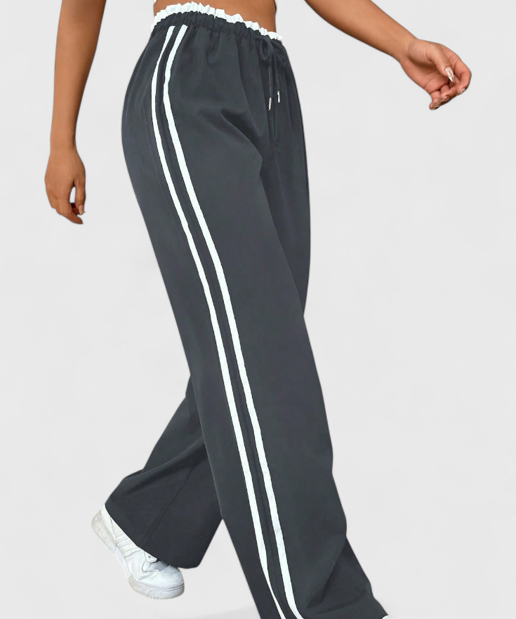 Alanys Pantalón Deportivo de Pierna Ancha con Detalle Lateral