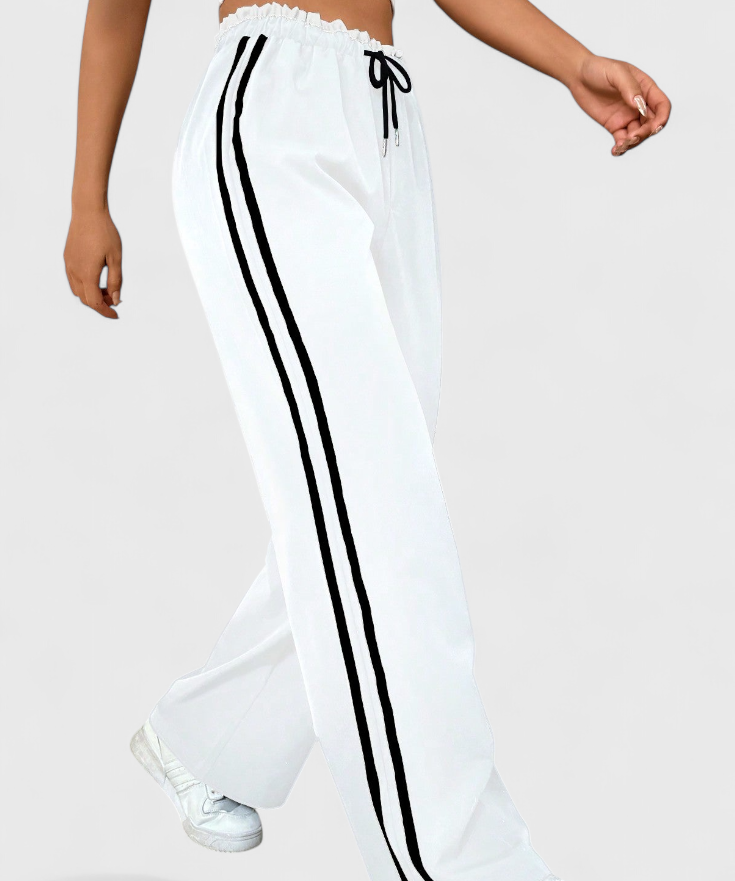 Alanys Pantalón Deportivo de Pierna Ancha con Detalle Lateral