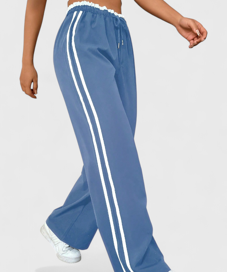 Alanys Pantalón Deportivo de Pierna Ancha con Detalle Lateral