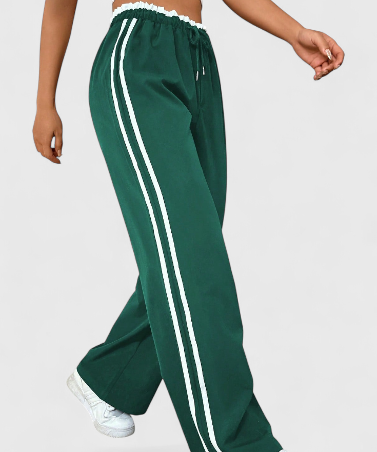 Alanys Pantalón Deportivo de Pierna Ancha con Detalle Lateral