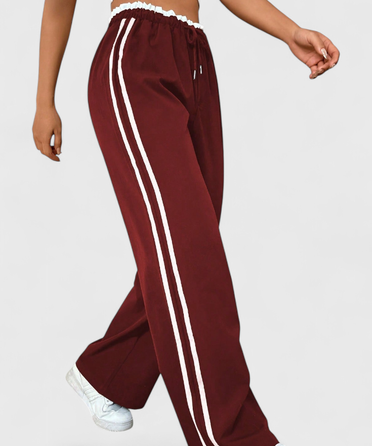 Alanys Pantalón Deportivo de Pierna Ancha con Detalle Lateral