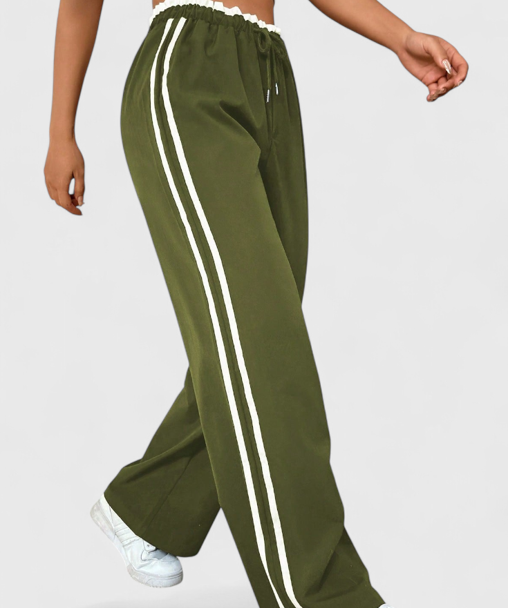 Alanys Pantalón Deportivo de Pierna Ancha con Detalle Lateral