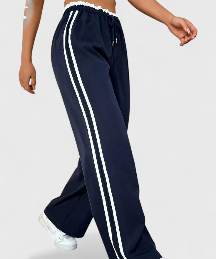 Alanys Pantalón Deportivo de Pierna Ancha con Detalle Lateral