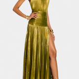 Emma Vestido Halter Abierto por la Espalda Metálico