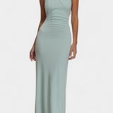 Trinity Vestido Halter Ajustado con Espalda Fruncida