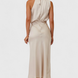 Rina Vestido Elegante de Cuello Halter Drapeado