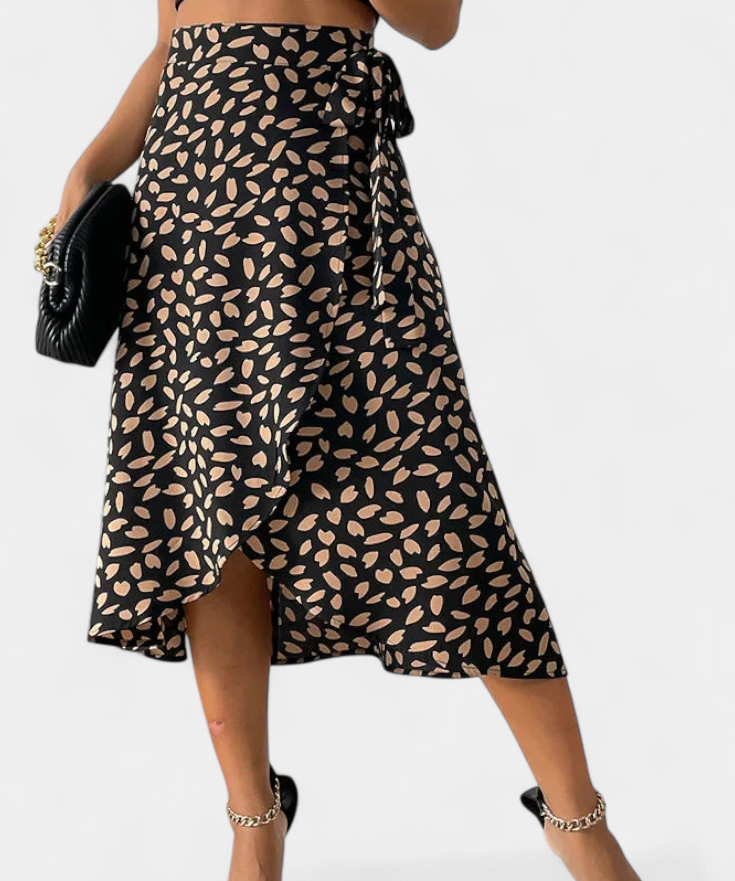 Camila Falda Envolvente Boho con Estampado Asimétrico