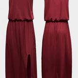 Dianne Vestido Sin Mangas con Abertura Lateral y Silueta Holgada