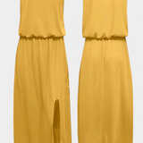 Dianne Vestido Sin Mangas con Abertura Lateral y Silueta Holgada