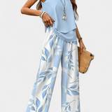Martina Conjunto Boho Elegante Sin Mangas con Pantalón Recto Estampado