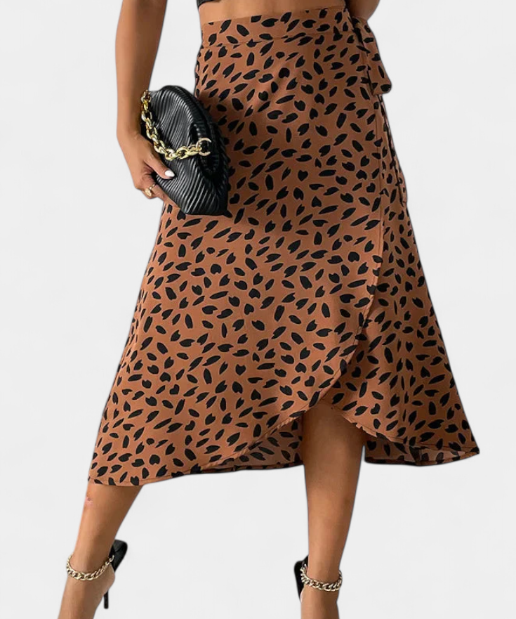 Camila Falda Envolvente Boho con Estampado Asimétrico
