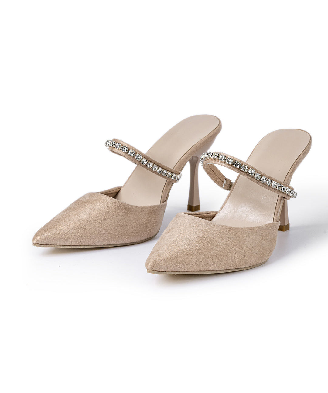 Sandalias de tacón alto con punta afilada adornadas con strass