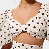 Sherine Conjunto de Falda con Mangas Abullonadas de Lunares