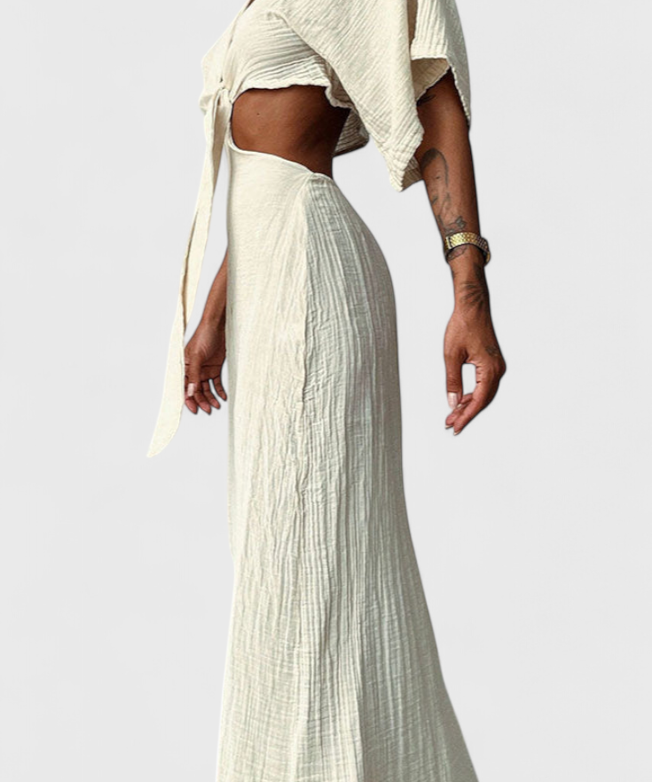 Myra Vestido Fluido con Lazo Frontal y Cut-Outs