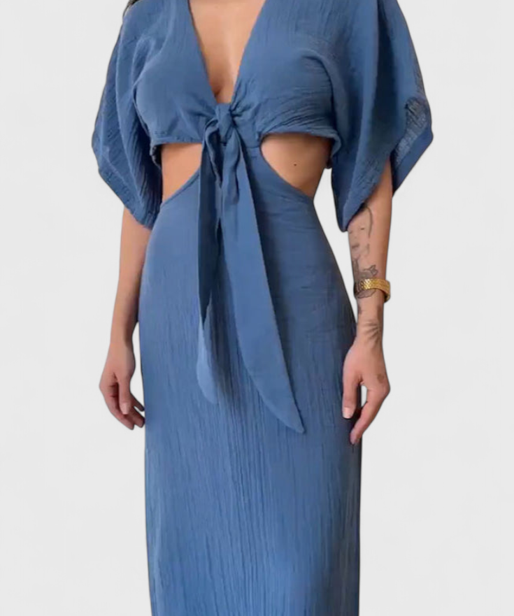 Myra Vestido Fluido con Lazo Frontal y Cut-Outs