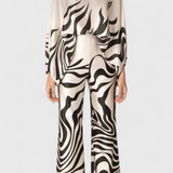 Sybella Conjunto Estampado de Dos Piezas con Pantalones de Pierna Ancha