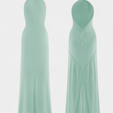 Trinity Vestido Halter Ajustado con Espalda Fruncida