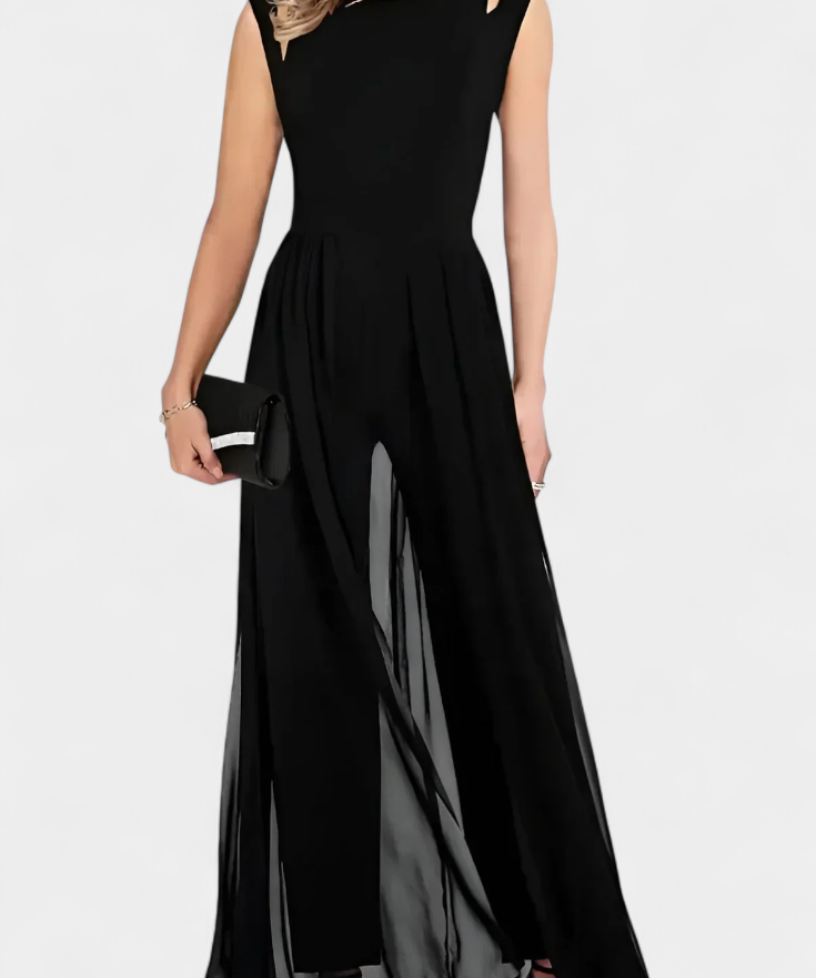 Nadia Mono Elegante sin Mangas con Transparencia Frontal