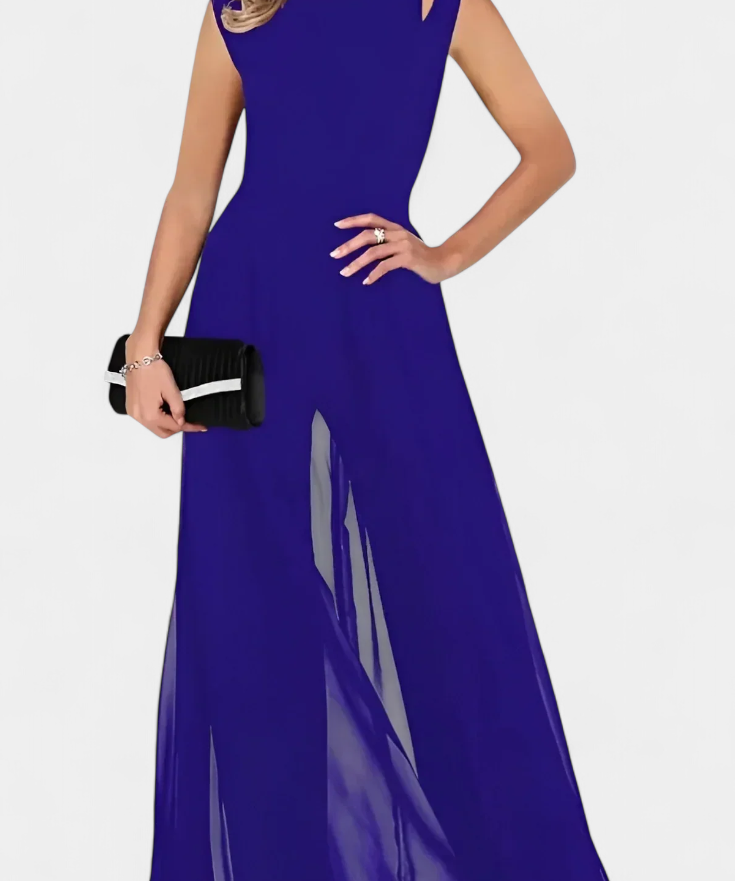 Nadia Mono Elegante sin Mangas con Transparencia Frontal