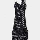 Estefanía Vestido de Gasa con Volantes y Lunares en Negro y Crema