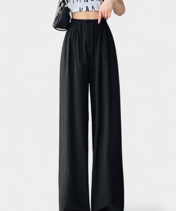 Ilyana Pantalones de Cintura Alta y Pierna Ancha