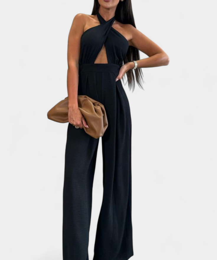 Jessica Mono Halter Cruzado sin Espalda y Pierna Ancha
