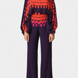 Sybella Conjunto Estampado de Dos Piezas con Pantalones de Pierna Ancha