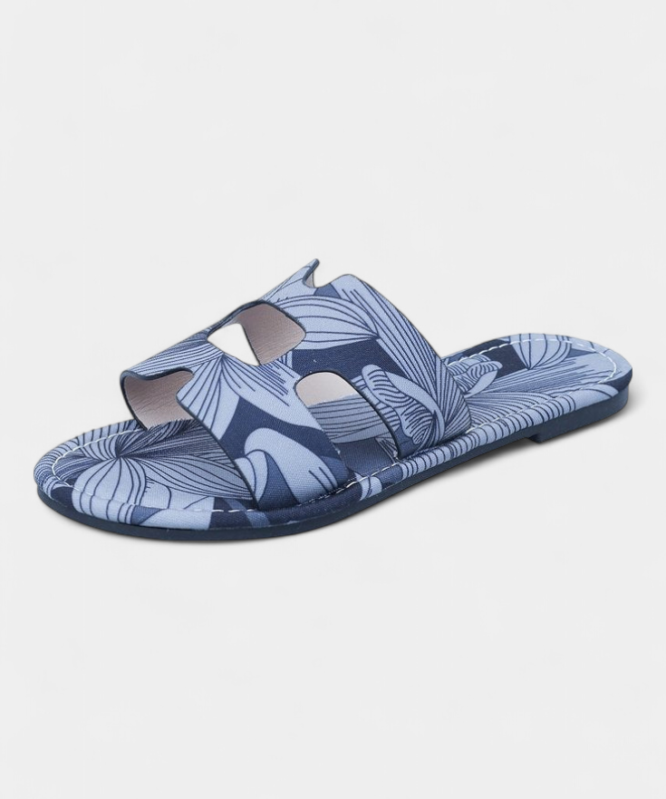 Berenice Sandalias Planas Multicolores con Estampado Tropical