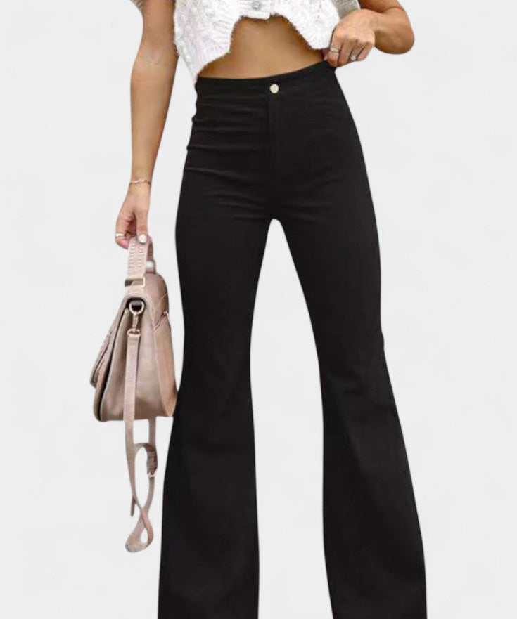 Kiara Pantalones de Terciopelo de Pierna Ancha de Cintura Alta
