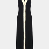 Brielle Vestido de Punto Sin Mangas con Escote en V y Botones a Contraste