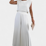 Liora Conjunto de Dos Piezas con Pantalón Plisado de Pierna Ancha