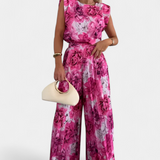 Liora Conjunto de Dos Piezas con Pantalón Plisado de Pierna Ancha