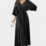 Milly Vestido Elegante con Abertura y Lazo