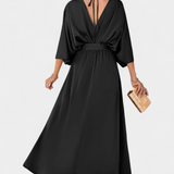 Milly Vestido Elegante con Abertura y Lazo