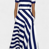 Lustra Vestido Maxi de Rayas con Corte Fluido