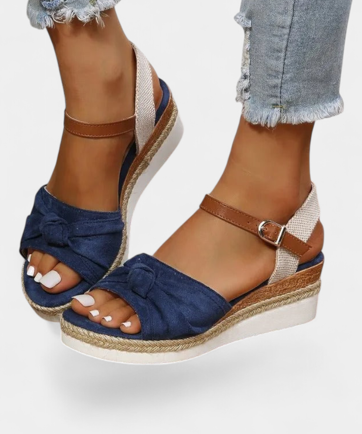 Loura Sandalias de Lona con Lazada y Plataforma Casual