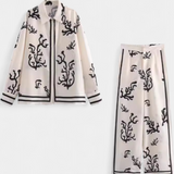 Nazaret Conjunto de Pierna Ancha con Estampado Artístico