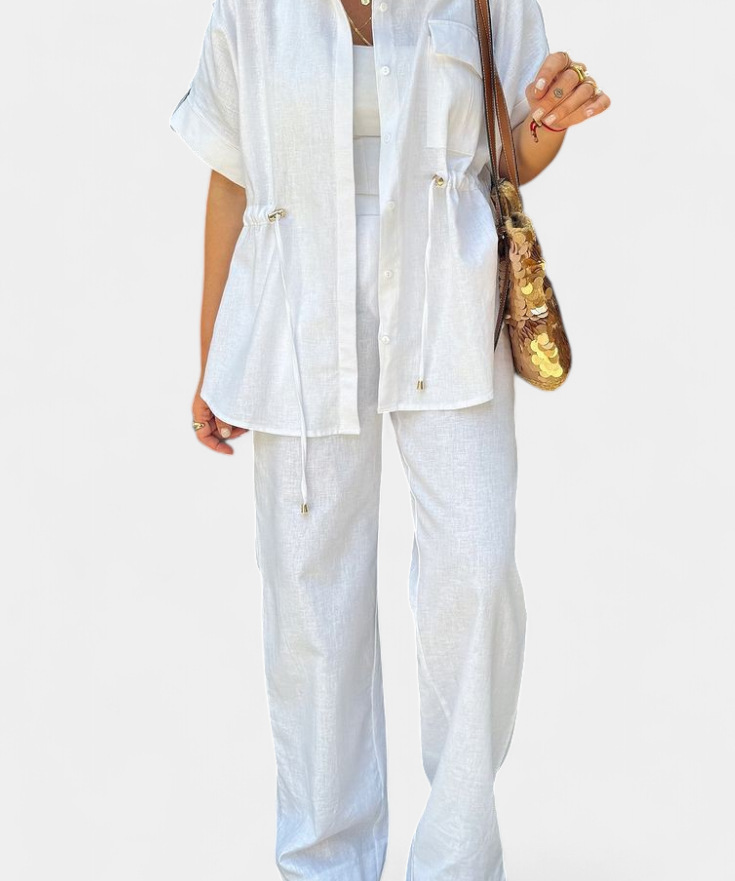 Lani Conjunto Relaxed de Camisa y Pantalones de Algodón y Lino