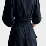 Krisbel Vestido de Lino Algodón con Cintura Anudada