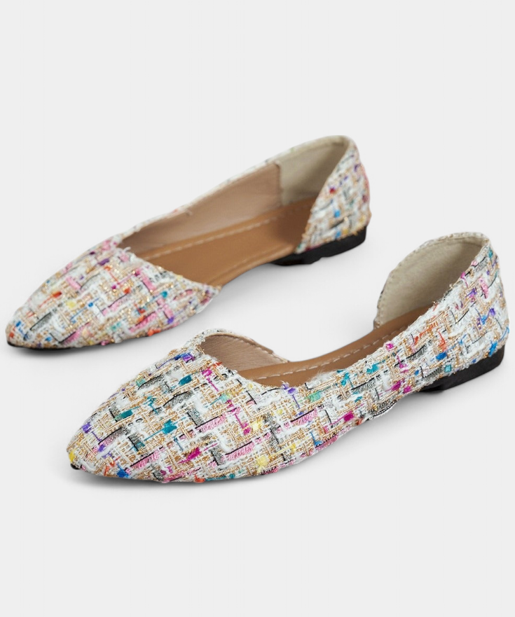 Crystal Zapatillas Tejidas Multicolores con Punta Afilada