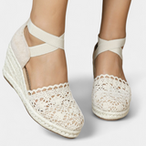 Nadie Espadrilles de Cuña con Encaje Artesanal para Mujer