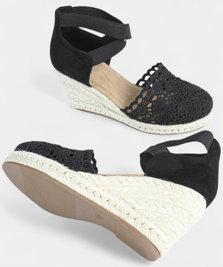 Nadie Espadrilles de Cuña con Encaje Artesanal para Mujer
