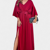 Milly Vestido Elegante con Abertura y Lazo