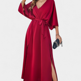 Milly Vestido Elegante con Abertura y Lazo