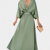 Milly Vestido Elegante con Abertura y Lazo