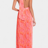 Prisca Vestido Maxi Plisado con Espalda Abierta y Cuello Halter