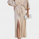 Milly Vestido Elegante con Abertura y Lazo