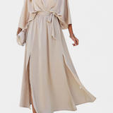 Milly Vestido Elegante con Abertura y Lazo